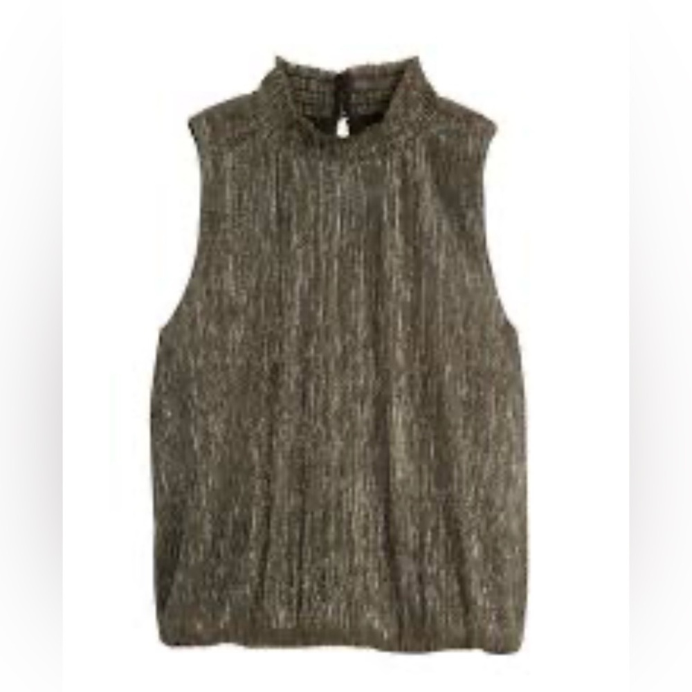 BANANA REPUBLIC Gold Brown Metallic
Shimmer Faux Wrap Sleeveless Blouse. S
